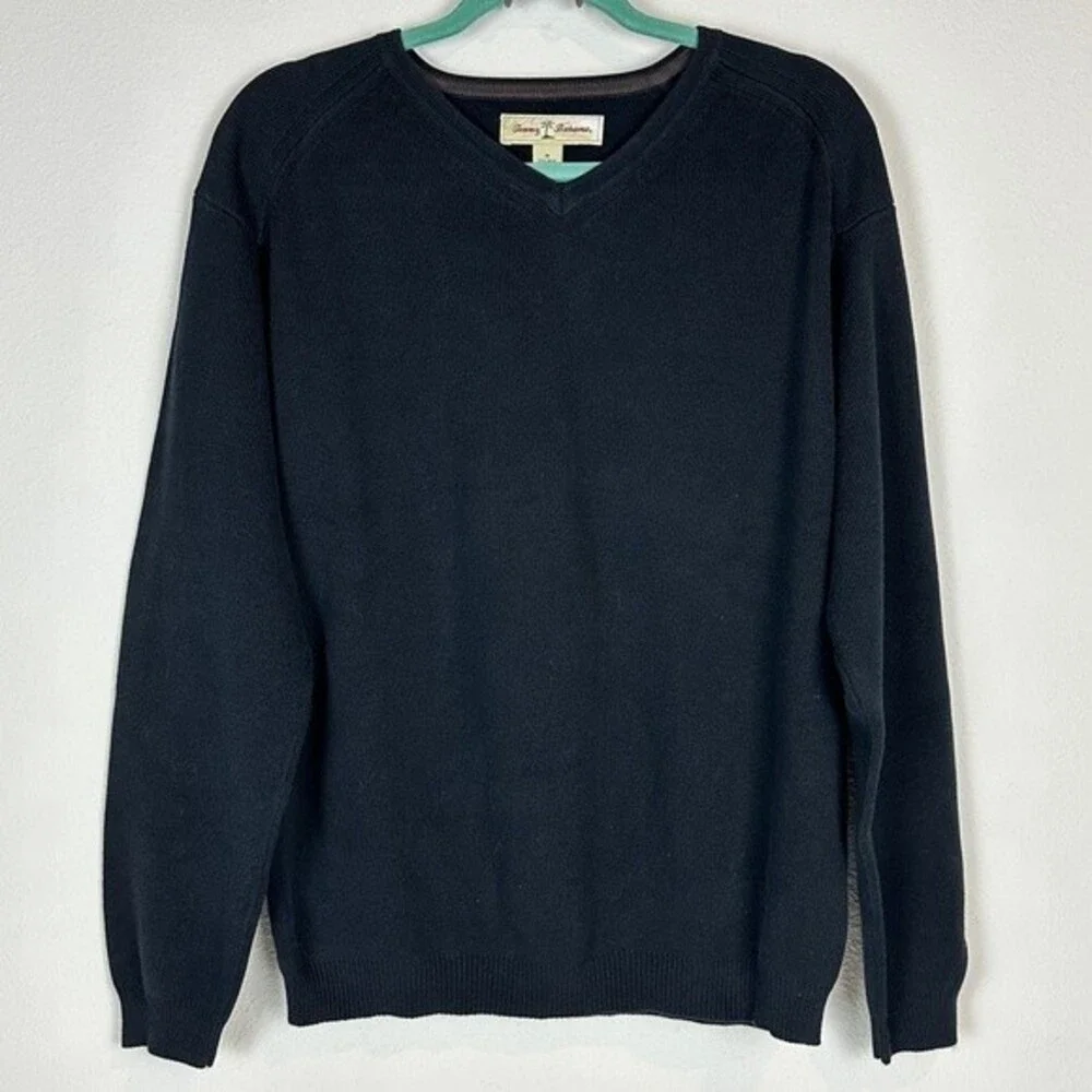 Tommy Bahama Black Silk Blend V-neck Sweater M